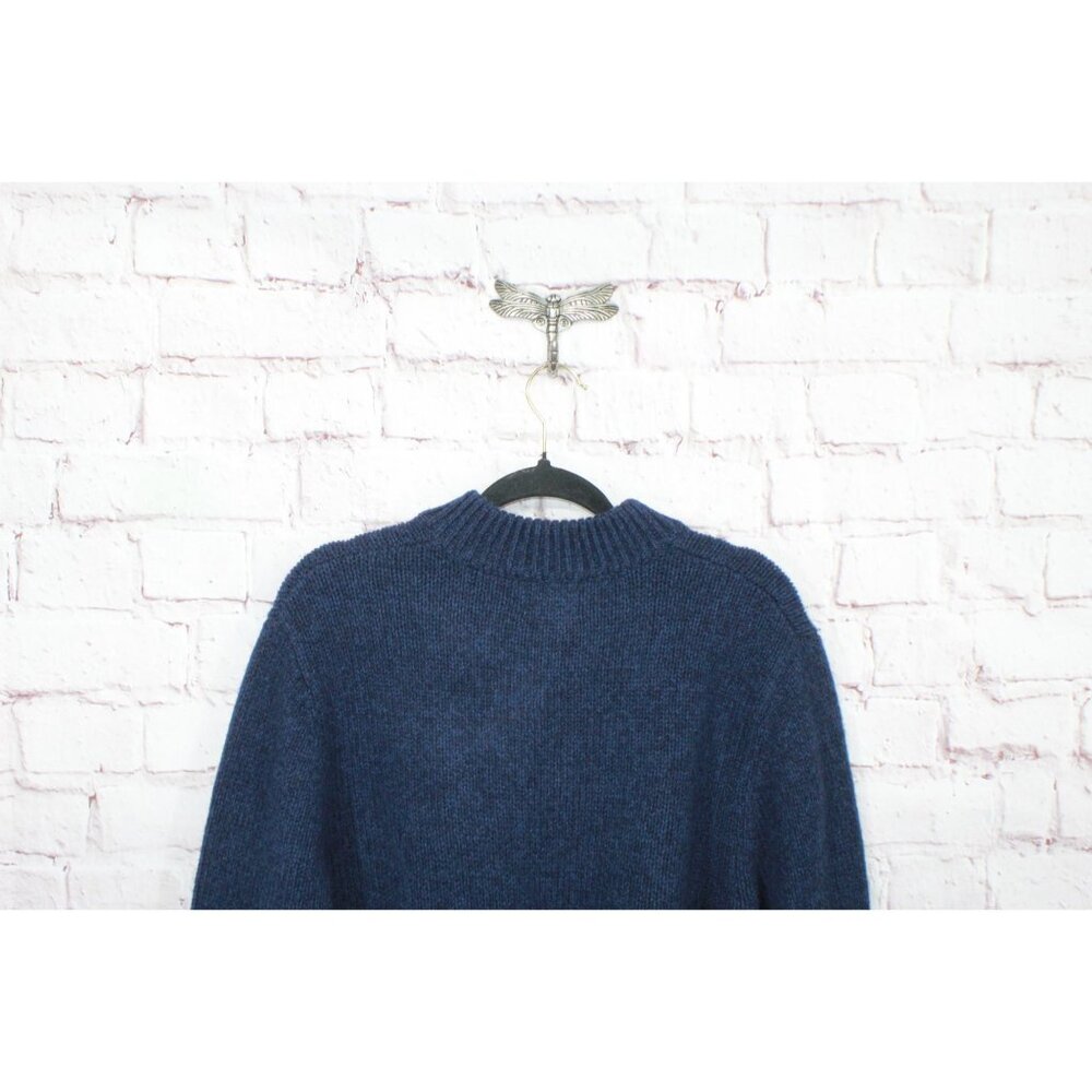LL Bean Classic Ragg Wool Sweater Henley Nautical Navy Size Medium - Picture 3 of 10